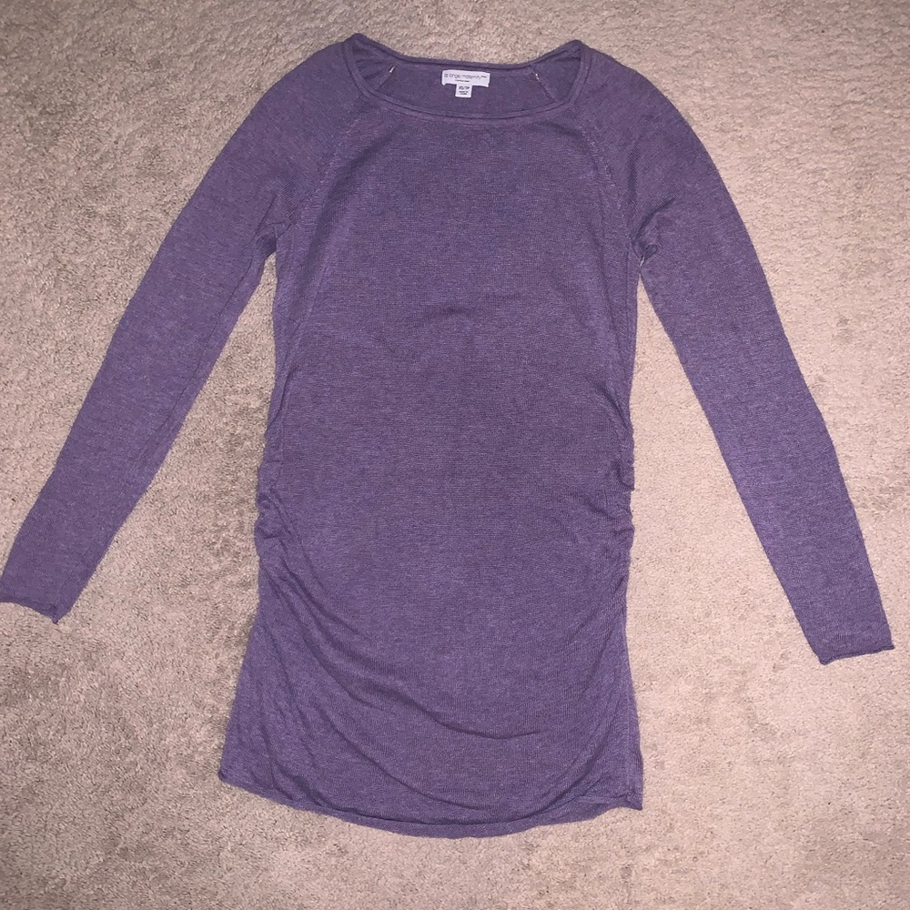 Purple Long Sleeve Maternity Sweater Dress